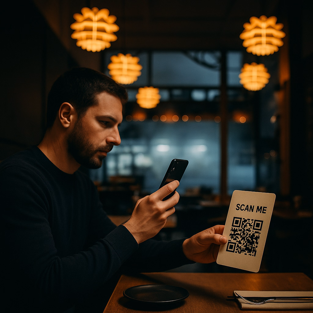 Cliente che scansiona un QR code